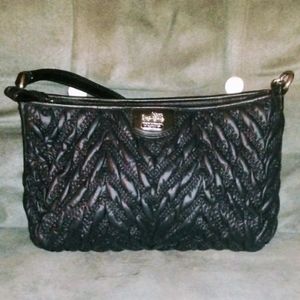Coach Black Madison Chevron Gathered Nylon Anniversary Bag